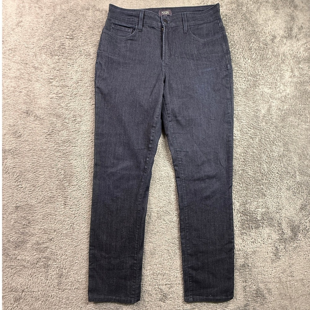 NYDJ Sheri Slim Jeans Womens 10 Dark Wash Indigo Excellent Stretch Mid Rise